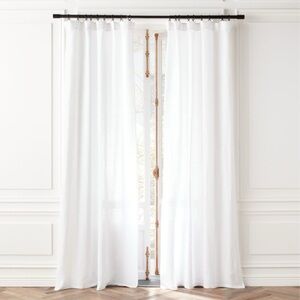 NWT CB2 Sheer White European 100% Flax Linen Window Curtain Panel‎ 48 x 108